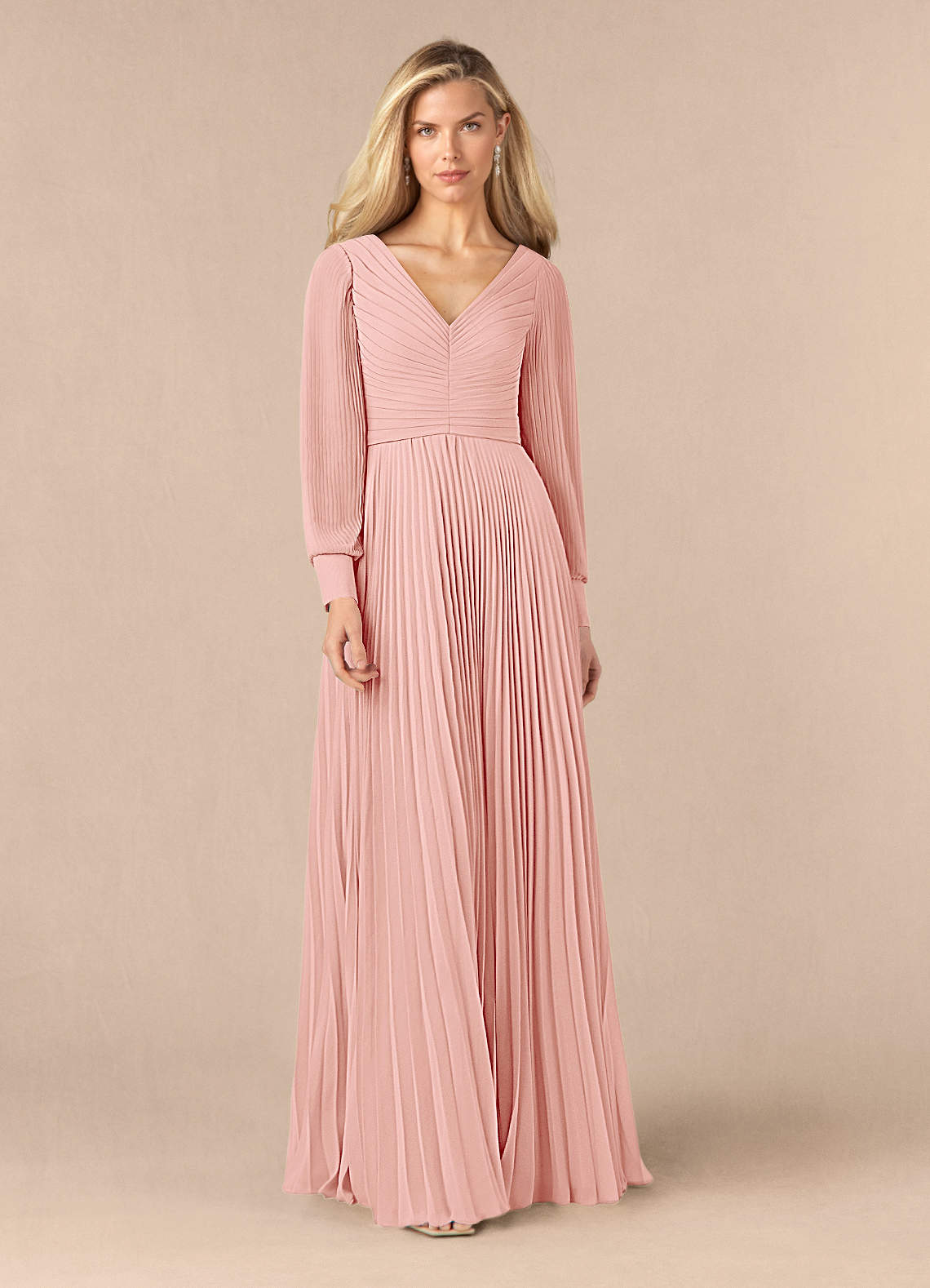 Azazie Zina Mother of the Bride Dresses Rosette A-Line Pleated Chiffon Dress image1