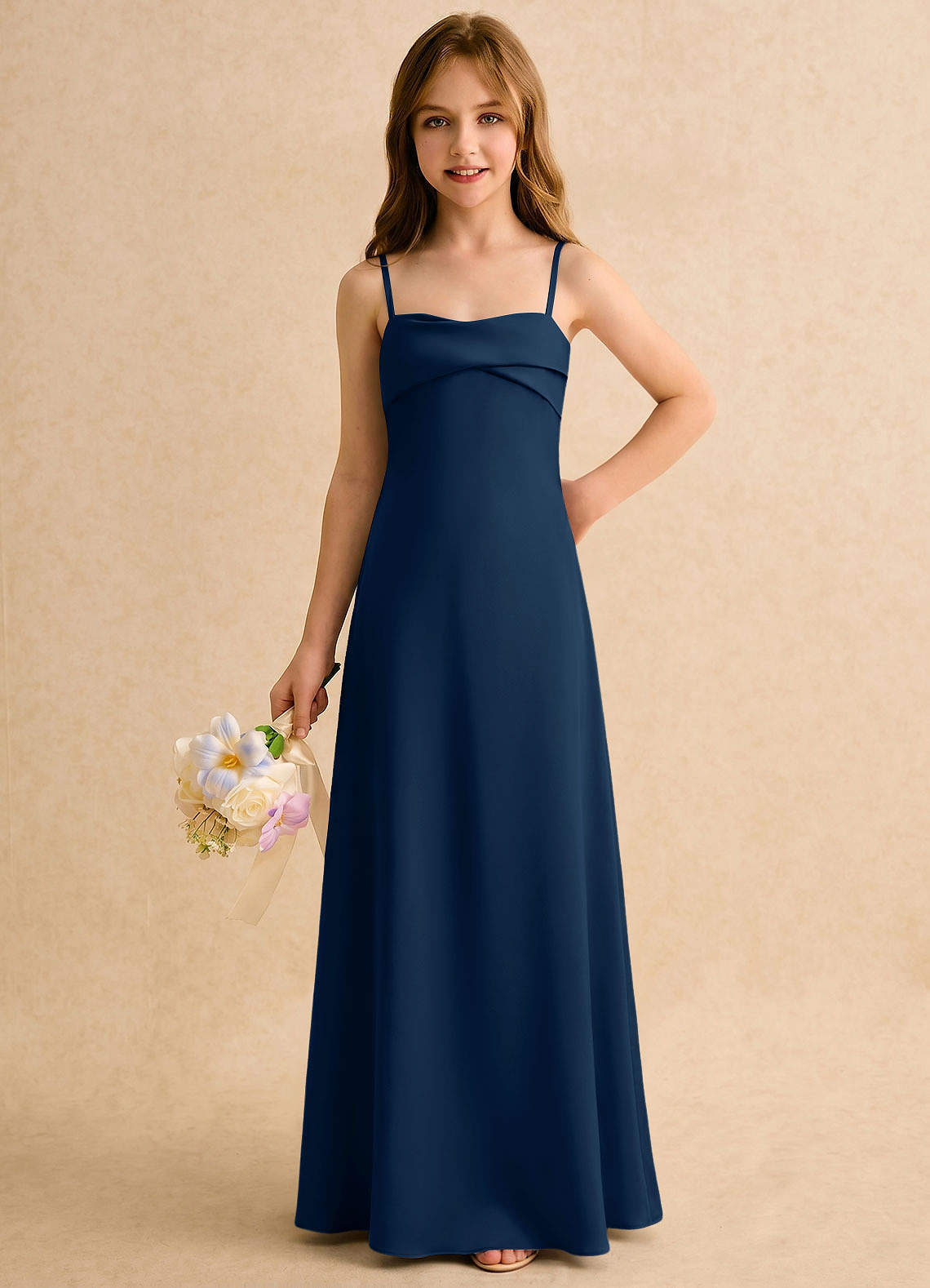 navy blue childrens dresses Elegant Satin Sleeveless Girls Dress A transparent lace overlay lends a certain sophistication to the pretty frock Kids Lace Tulle Navy Blue