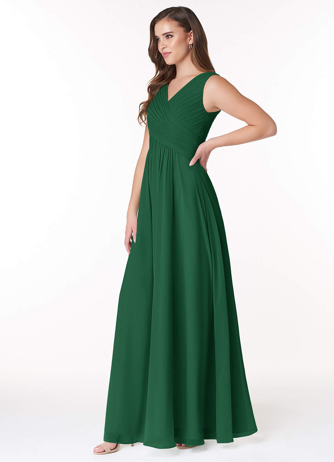 Azazie Flora Dark Green Chiffon Bridesmaid Dresses | Azazie