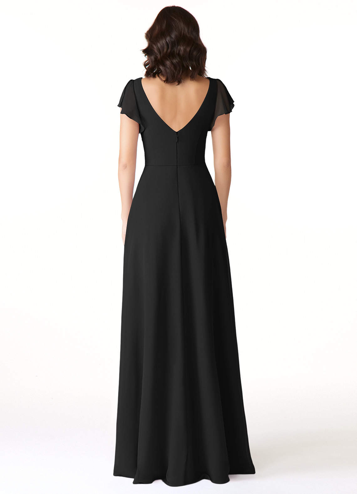 Azazie Omari Vestidos de madrinha de casamento Vestir Preto de Chiffon de Linha A image1