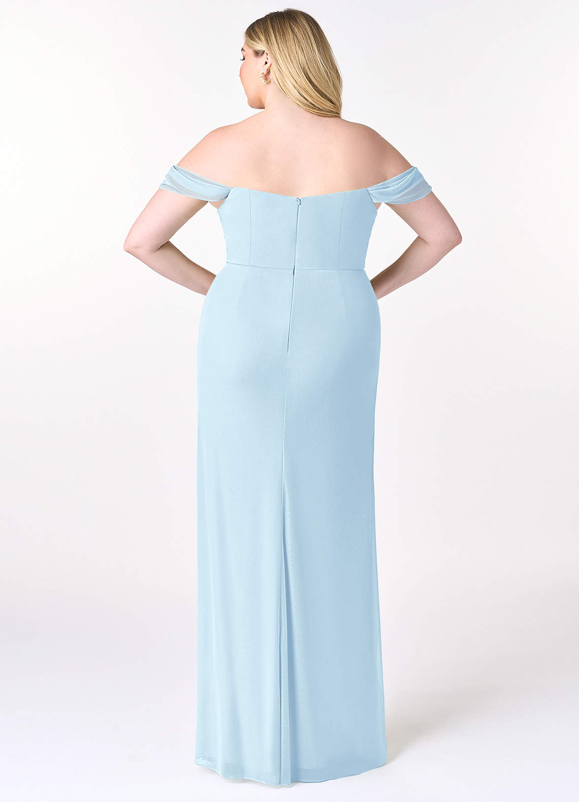 blue straight dress Women's Leonard Layered Straight Across Neck Organza Ankle Length Dress  XS/S/M/L/XL Blue/Pink – Happy Clothing main image 1
