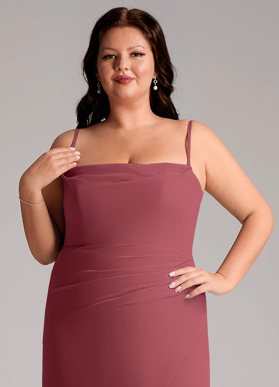 Azazie Leonis Bridesmaid Dresses Merlot Sheath Strapless Chiffon Convertible Dress image14