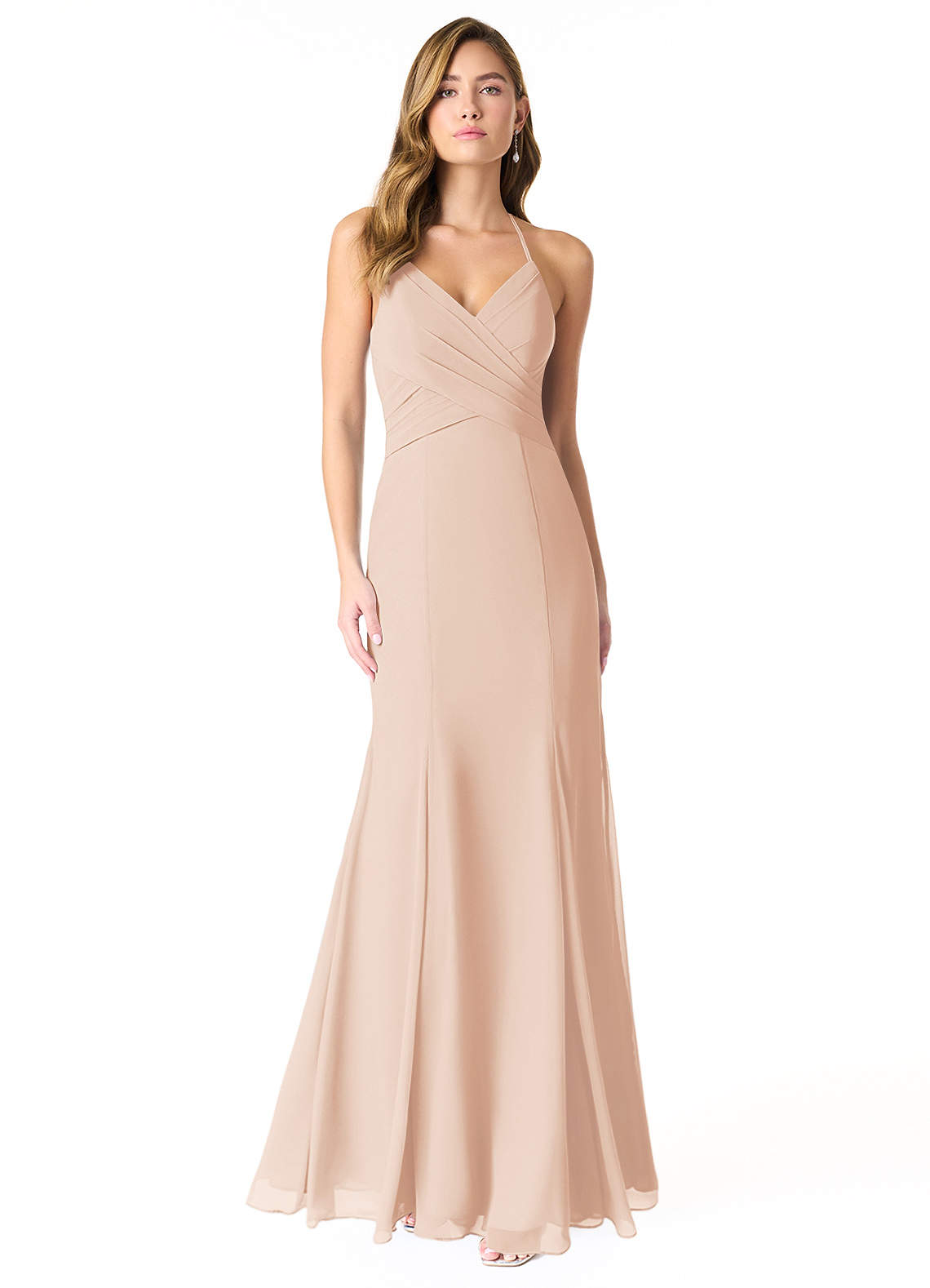 Azazie Carolina Abiti da Damigella Abito Sirena in Chiffon Increspato Rosa Inglese image1