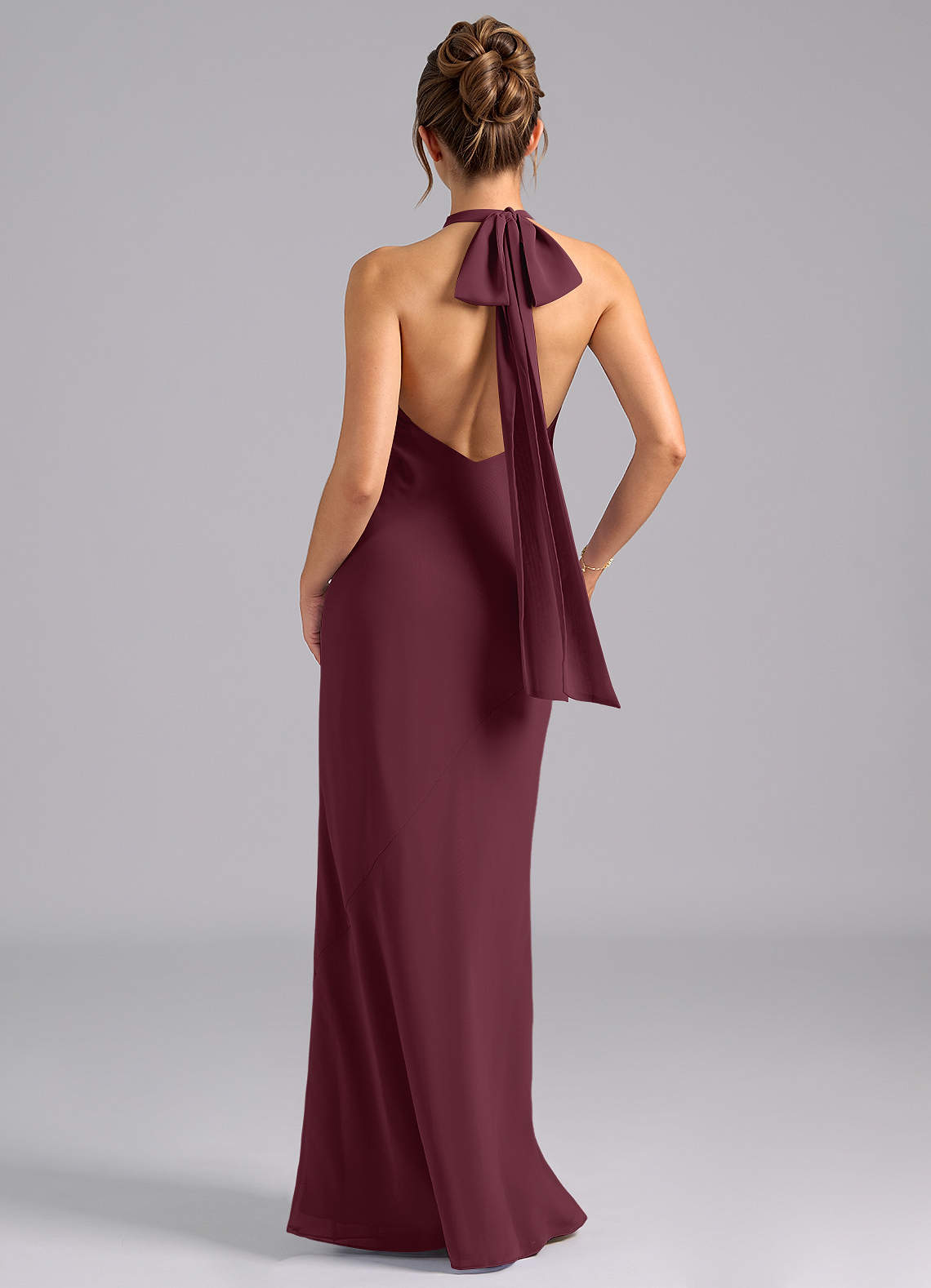 Azazie Velli Bridesmaid Dresses Cabernet Mermaid High Neck Chiffon Dress image1