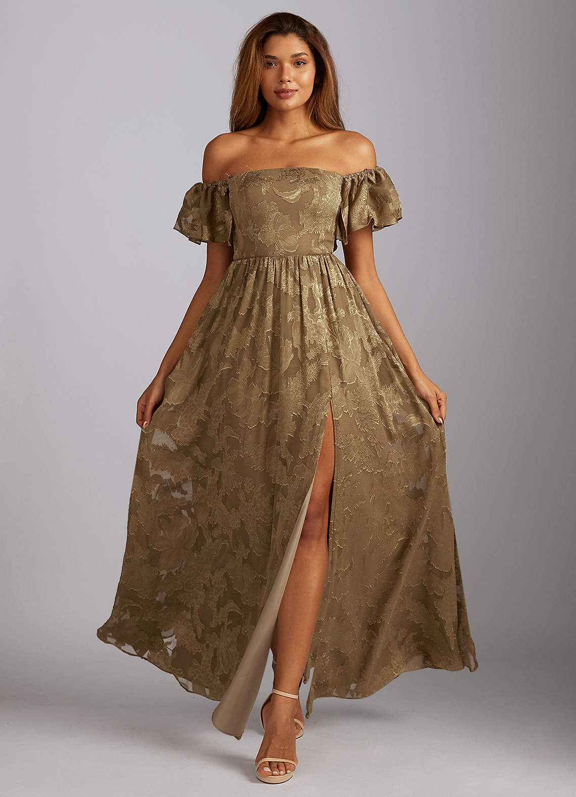 mocha cocktail dress Victoria Mocha Maxi Dress
