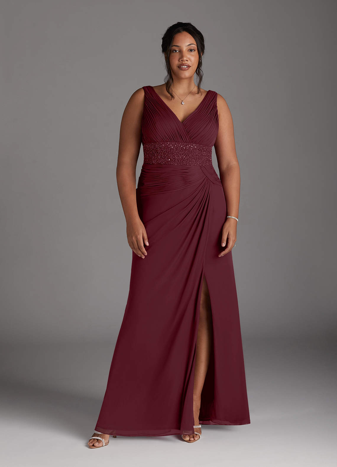 Azazie Winona Klänningar till brudens mor Klä Sjöjungfru i Maska Paljetter Cabernet image1