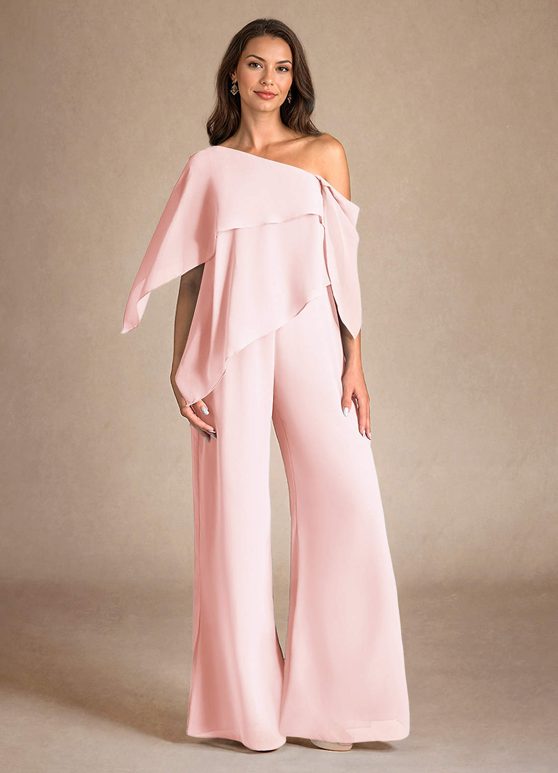 Azazie Halima Kleider für die Brautmutter Overall/Jumpsuit Seitliche Cut-Outs Chiffon Kleid Zartrosa image1