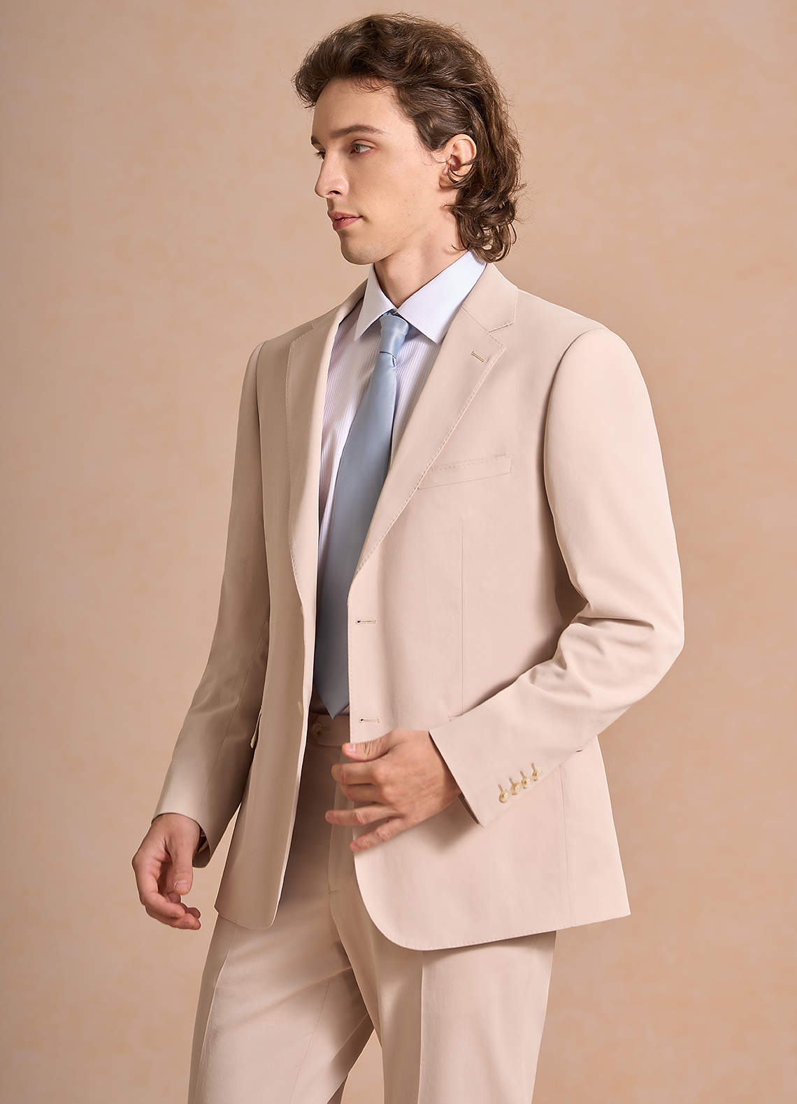 front Carter Tan Cotton Linen Blend Suit Jacket