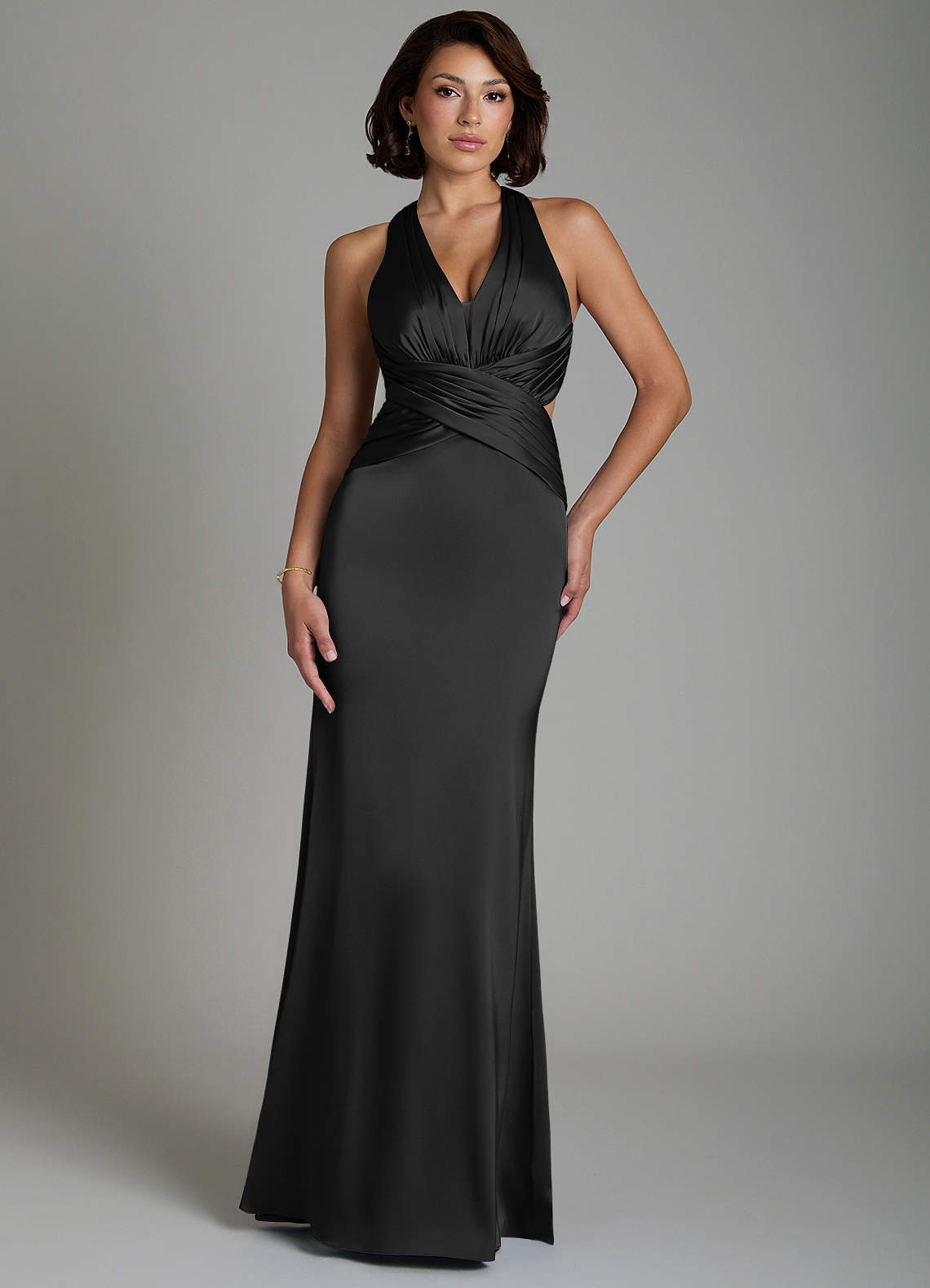 maya dress bridesmaid Azazie Black Stretch Satin Dresses Size:9 ½ B perfect for adding a AE Good Intentions Cowl Neck