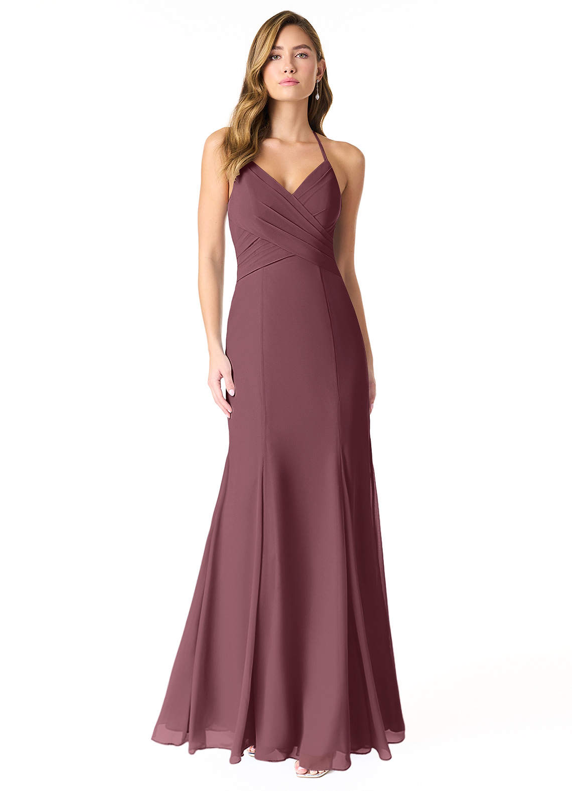 Azazie Carolina Bridesmaid Dresses Sangria Mermaid Ruched Chiffon Dress image1