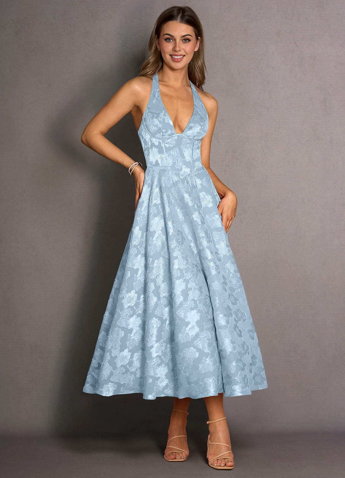 Isabeau Powder Blue Midi Dress image2