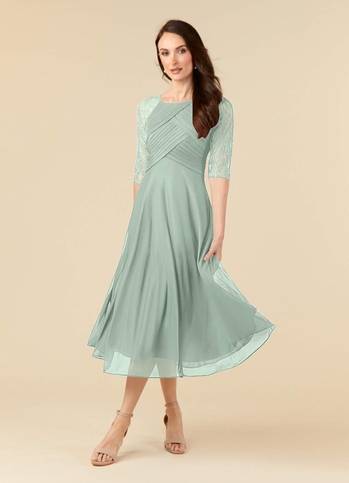 Azazie Gracelyn At-home Try On Dresses Agave A-Line Lace Dress image2