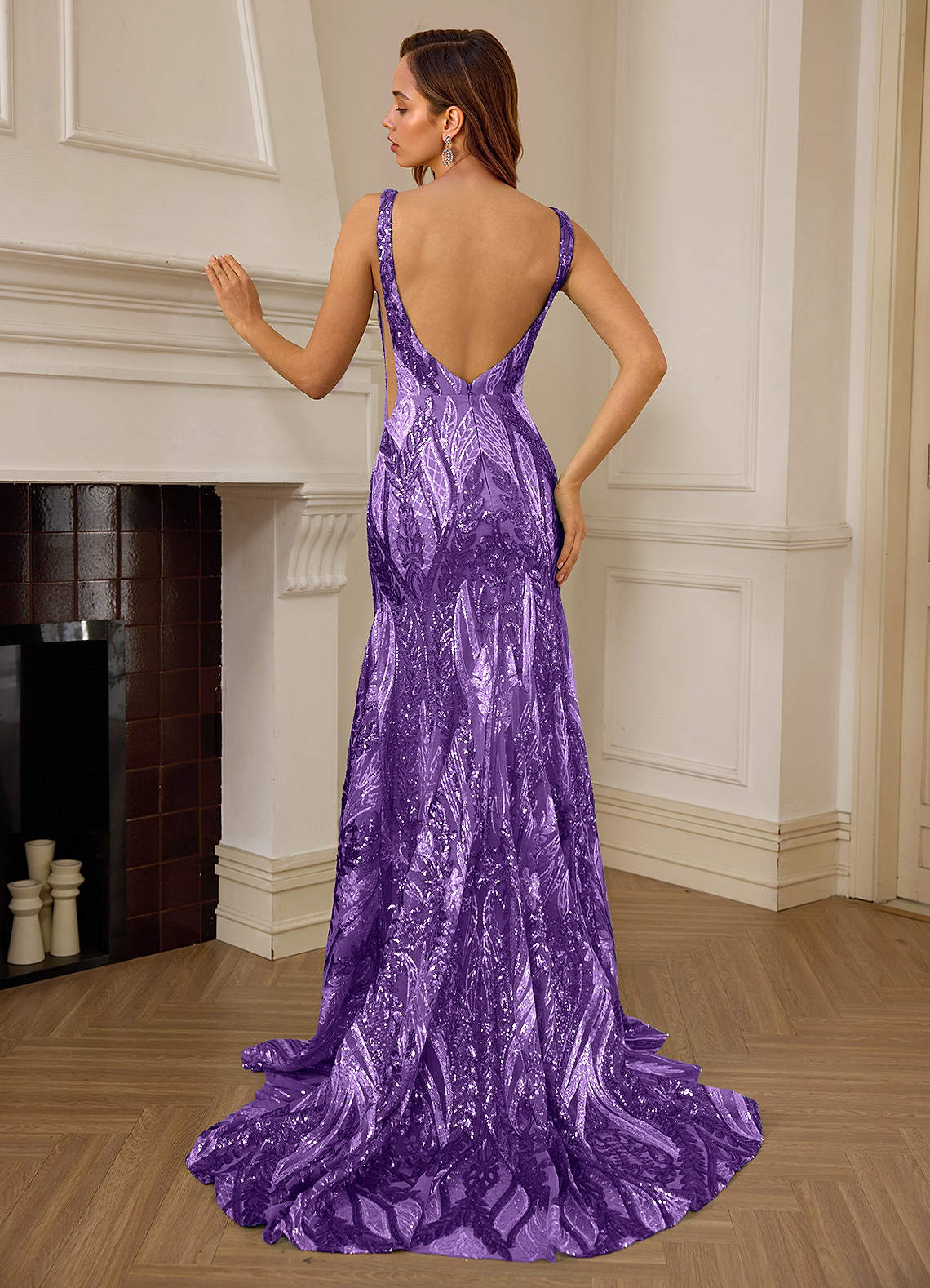 royal purple mermaid prom dress Charming Mermaid Sweetheart Purple Jacquard Satin Slit Prom Dress AB24120307 Lovedreamdress