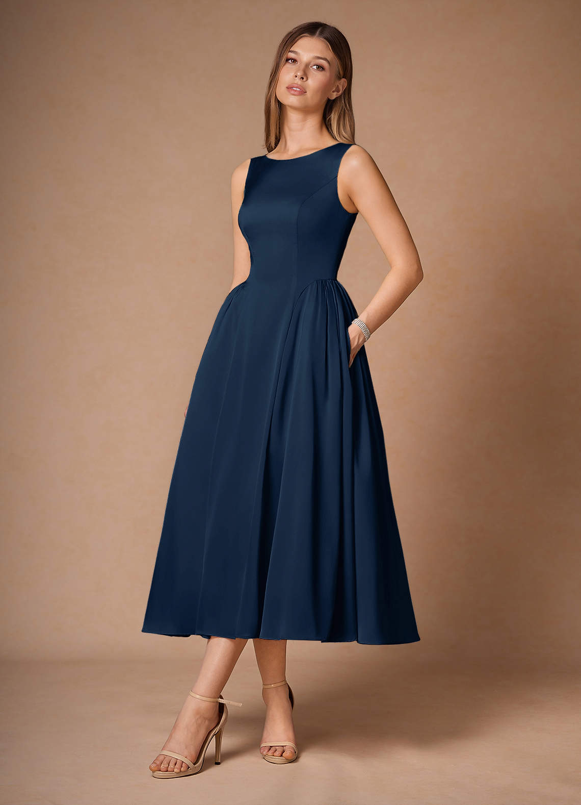 navy evening midi dress Colette Sweetheart Chiffon Midi Dress