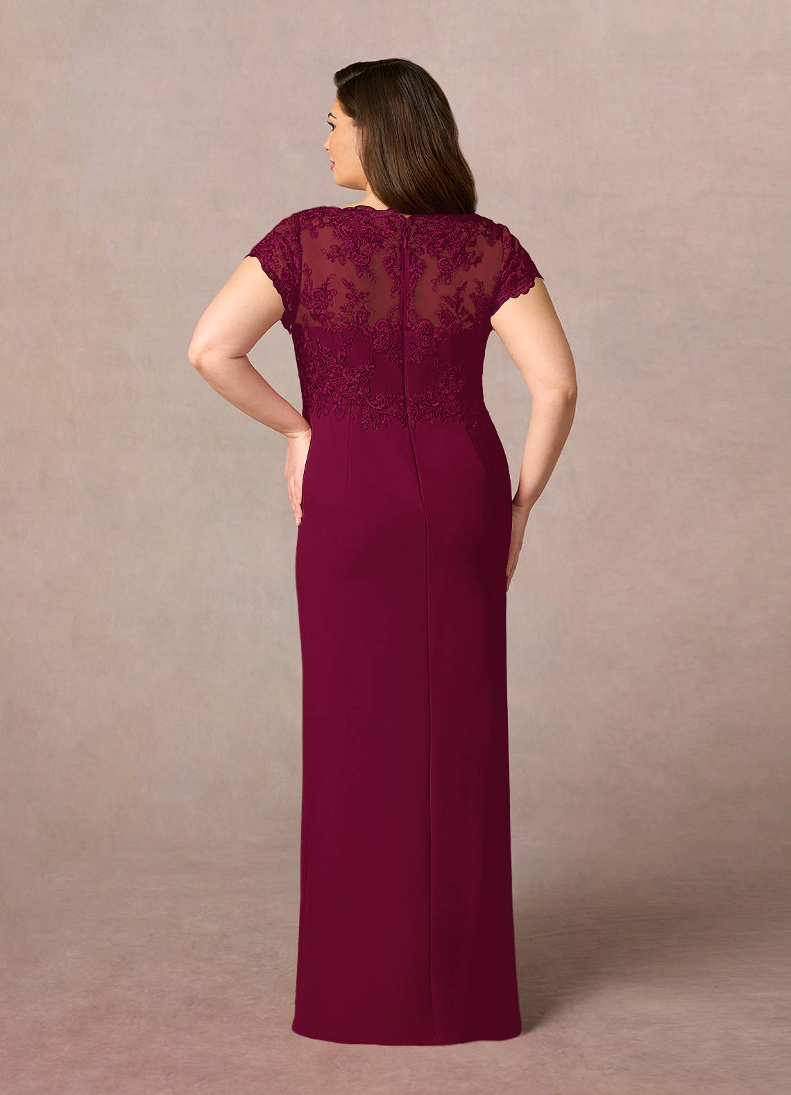 Azazie Carmen Mother of the Bride Dresses Burgundy Sheath Lace Dress image8