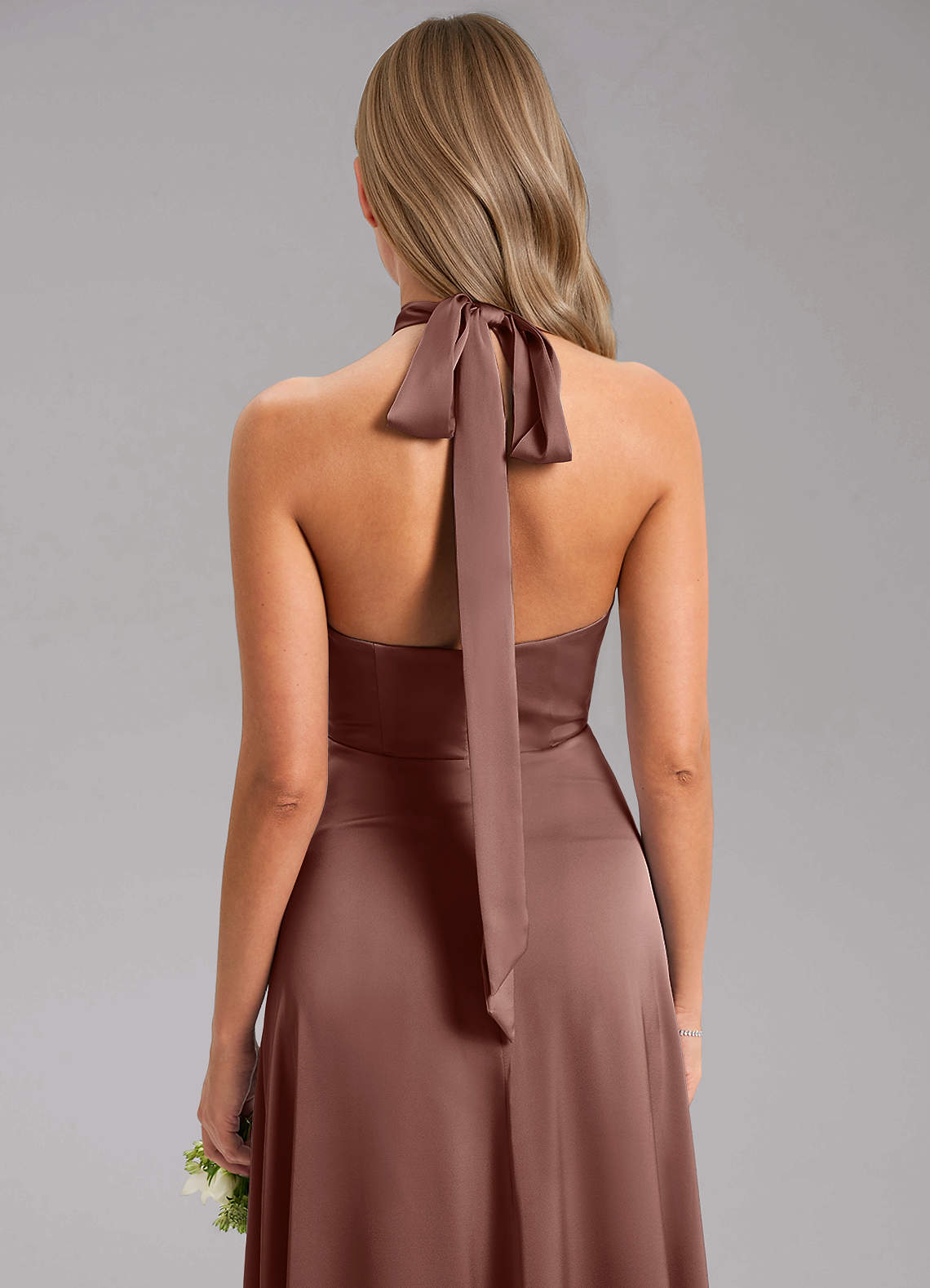 Azazie Tracie Ready to Ship Espresso Stretch Satin Bridesmaid