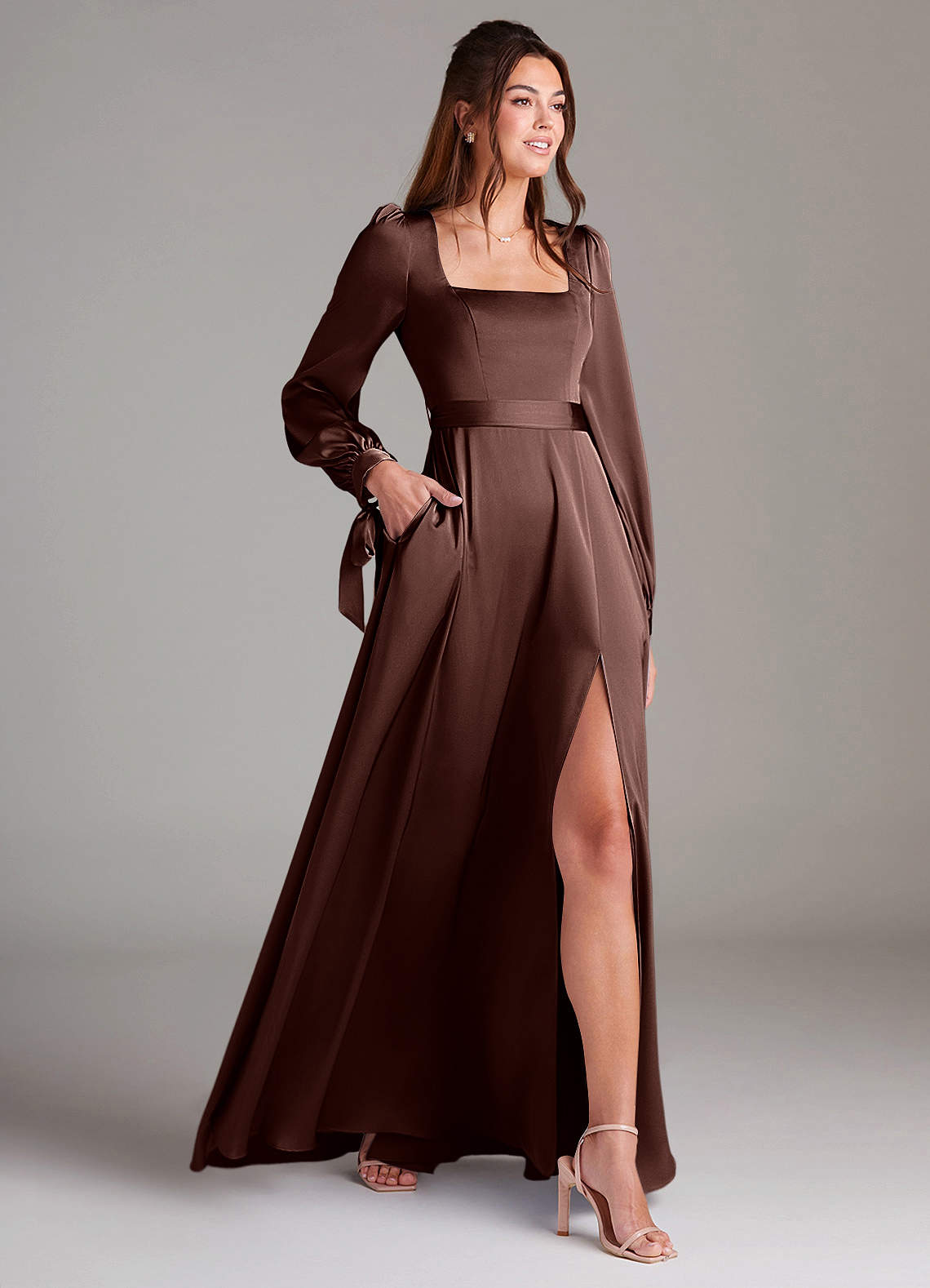 Leonia Mocha Coco Maxi Dress | Azazie