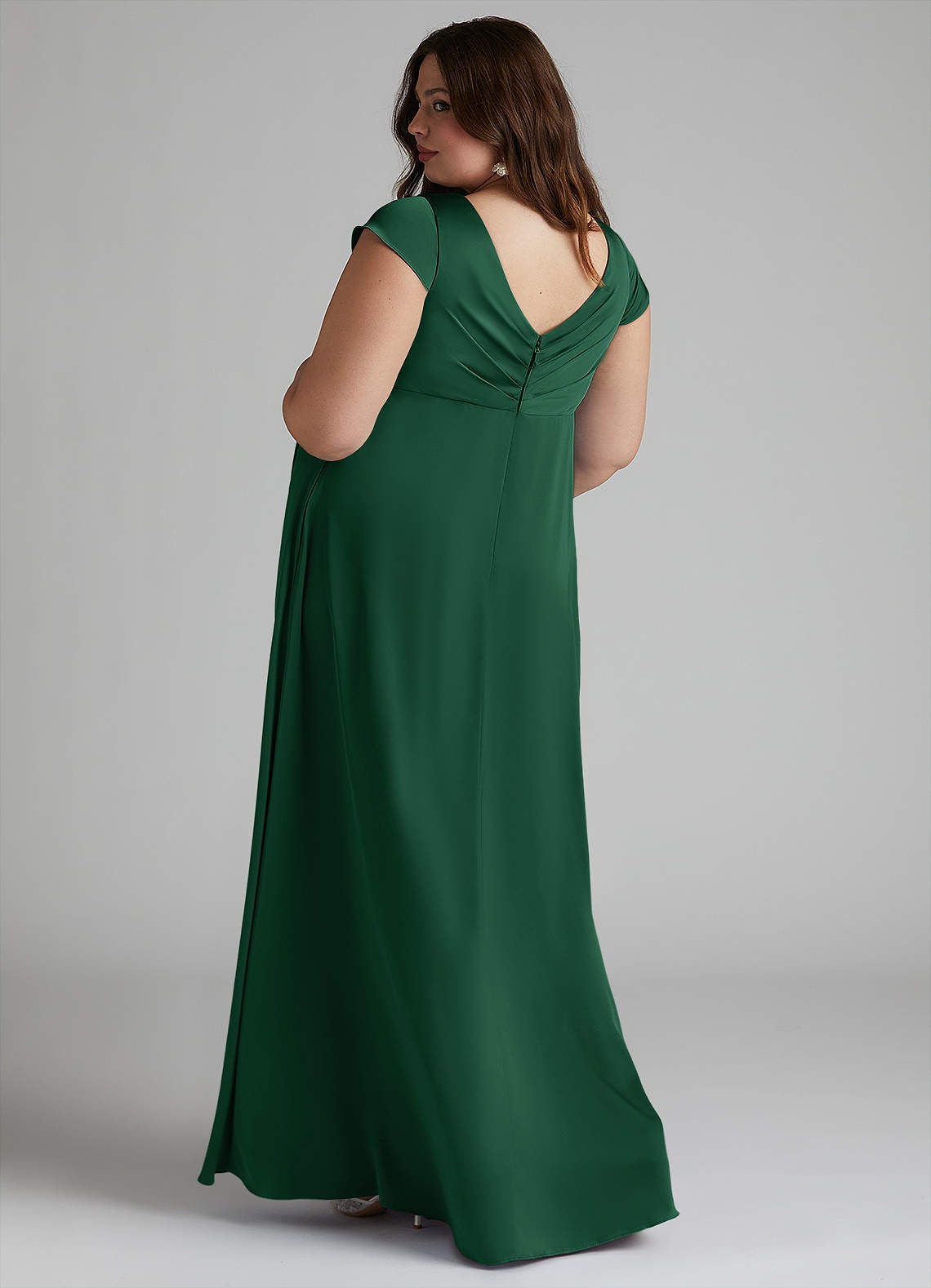 Azazie A-Line/Princess V-Neck Floor-Length Stretch Satin Maternity Bridesmaid Dresses - Dark Green