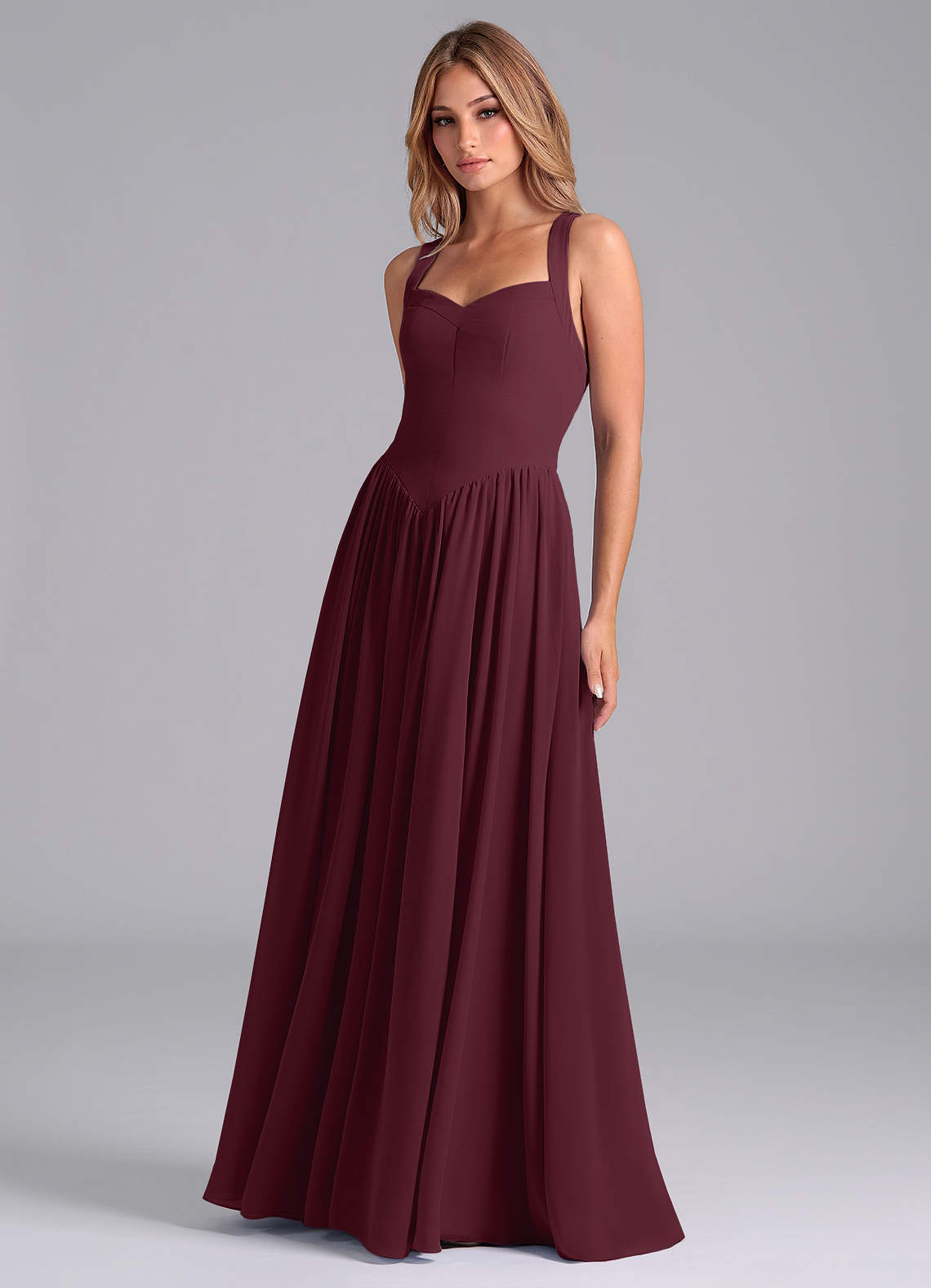 green emerald velvet dress Kaylani Graceful Scoop Ruched Floor Length Chiffon Bridesmaid Dresses, Cabernet