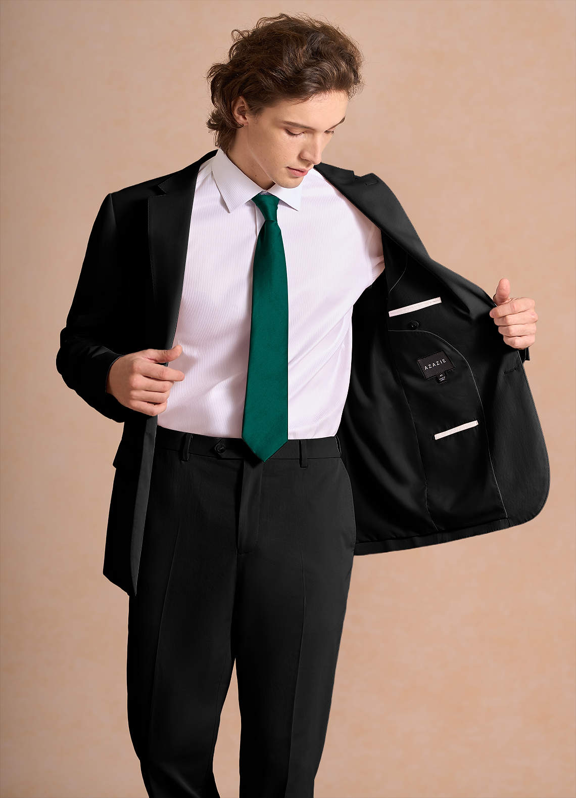 front Carter Black Cotton Linen Blend Suit Jacket