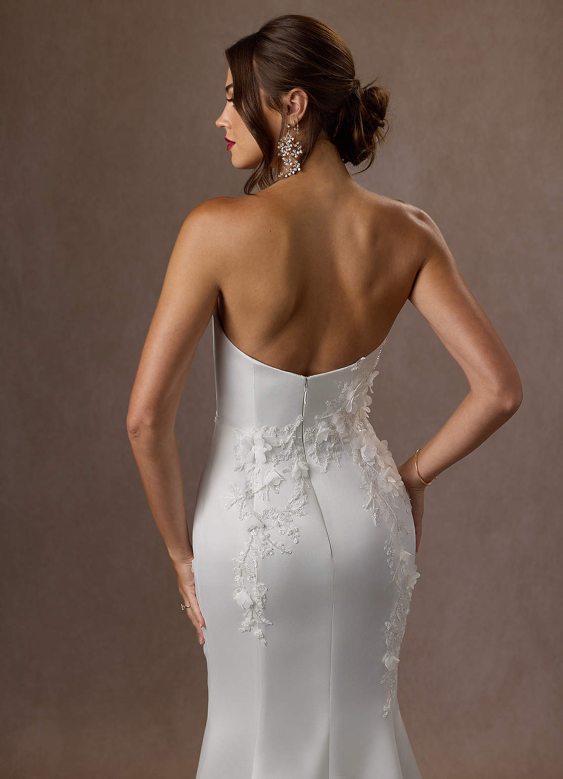 Azazie Sersi Wedding Dresses Diamond White Mermaid Strapless Matte Satin Dress image2