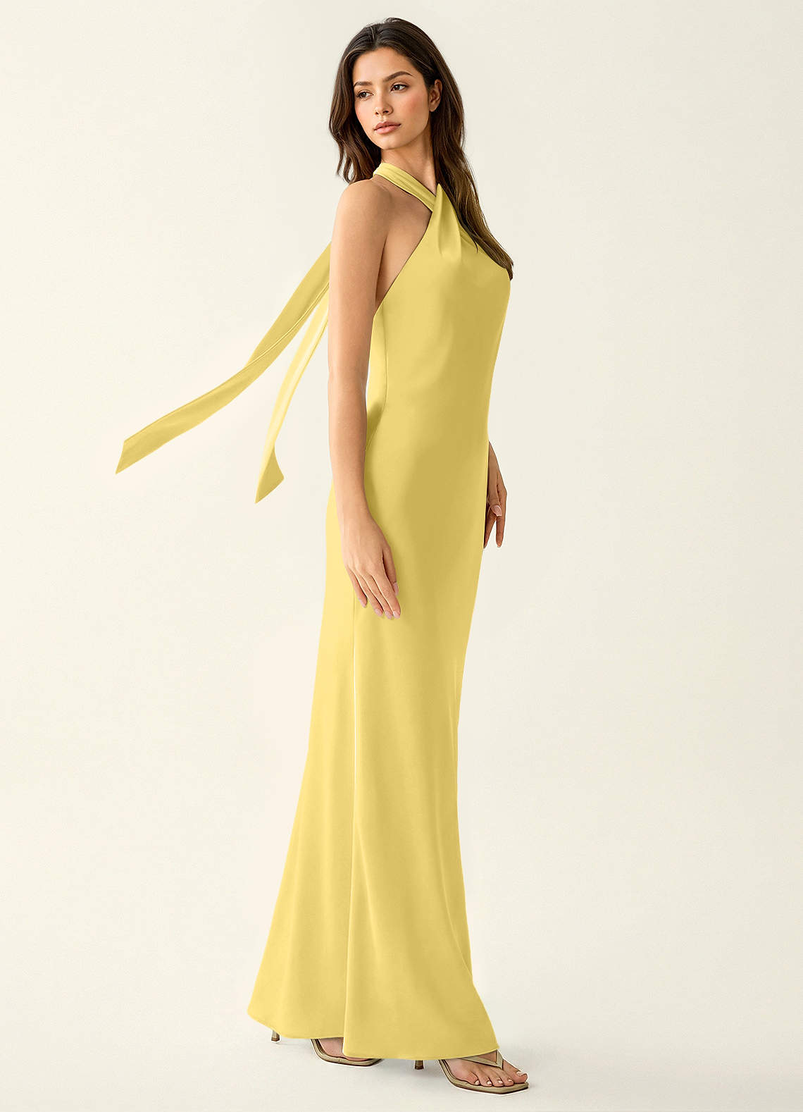 pastel yellow halter dress Long Yellow Halter Prom Gown: Blondie Nites 5349BN Yellow / 0