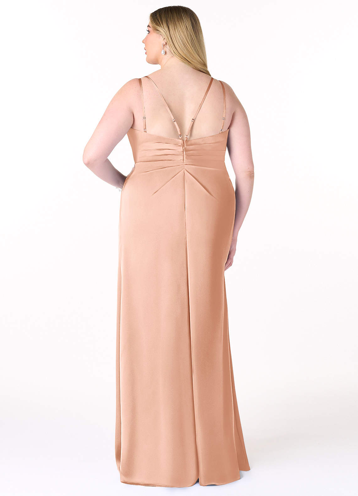 Azazie Aqua Rose Gold Stretch Satin Bridesmaid Dresses | Azazie