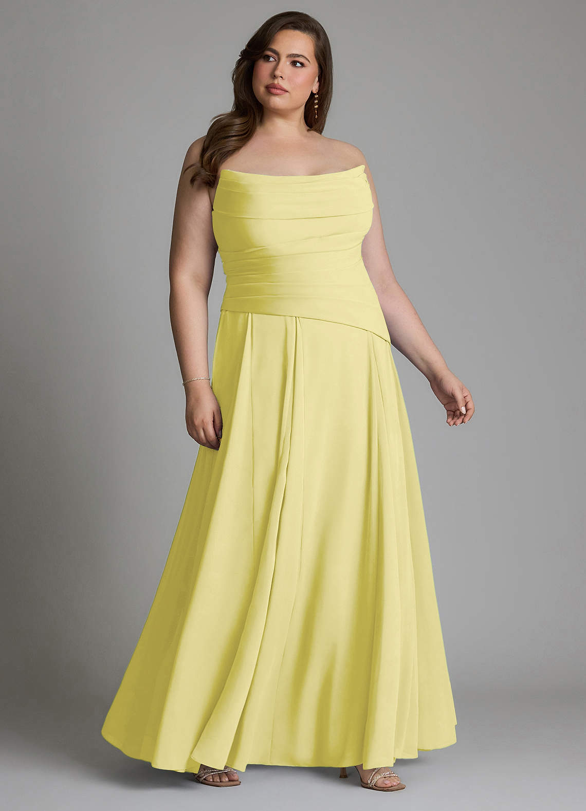 Azazie Gabriela Bridesmaid Dresses Lemon Sorbet A-Line Corset Chiffon Dress image15