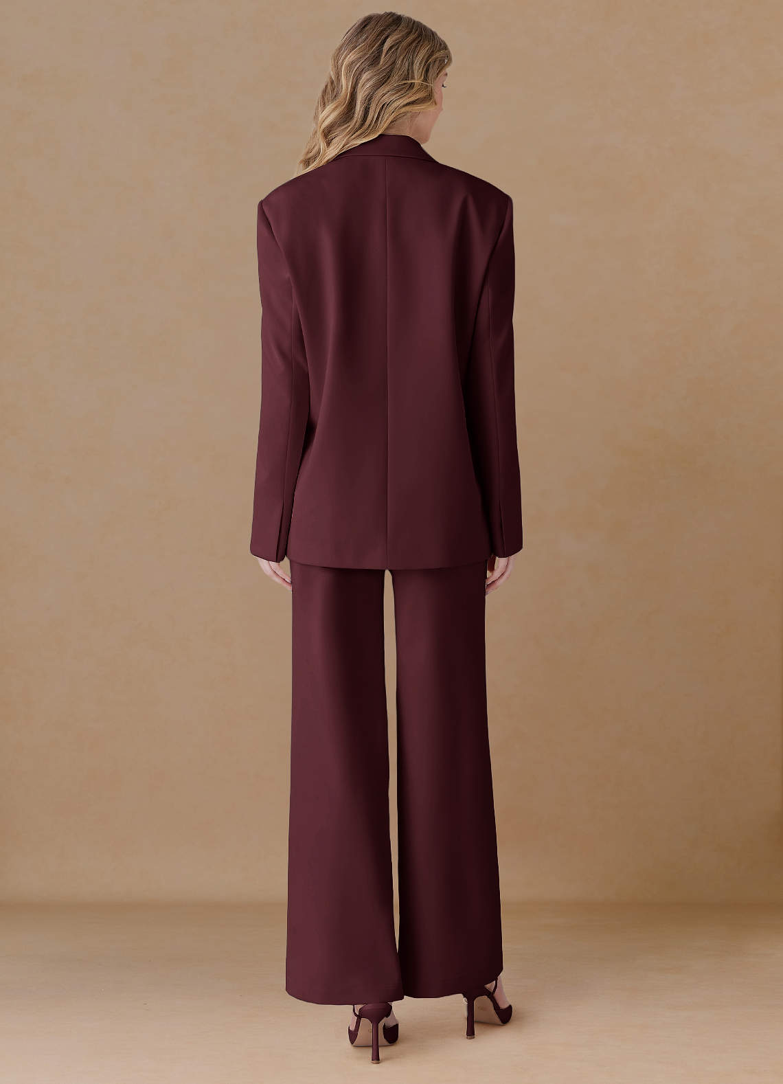 front Amelia Cabernet Refined Weave Performance Oversized Blazer