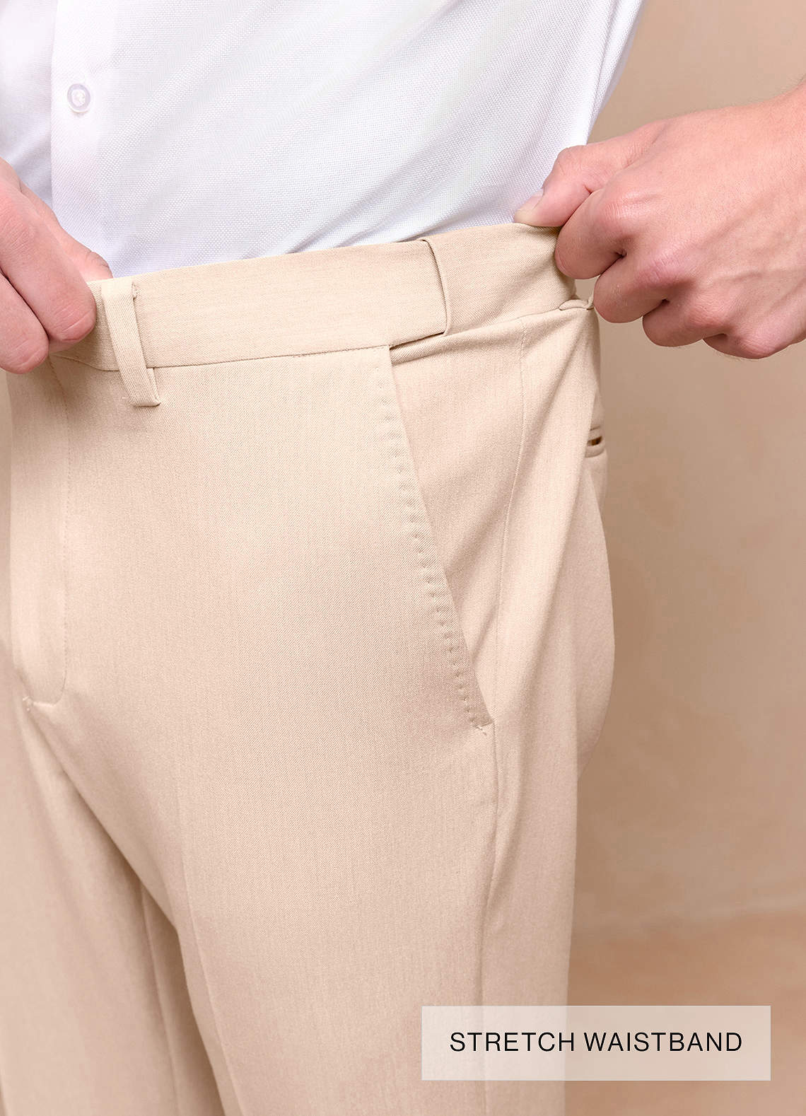 front Savile Tan Wool Blend Dress Pants