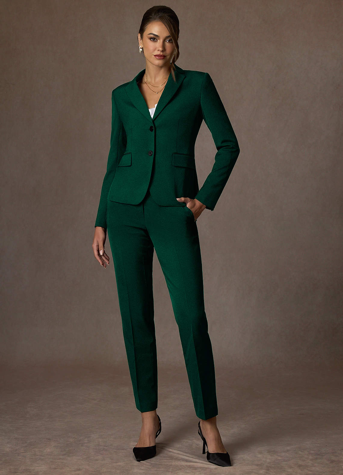 front Whitney Emerald Structured Stretch Blazer