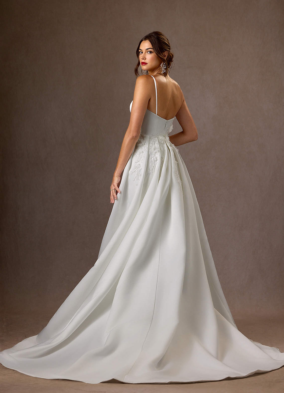 Azazie Sersi Robes de mariée Robe Sirène en Mat Satiné Sans bretelle Blanc De Diamant image7