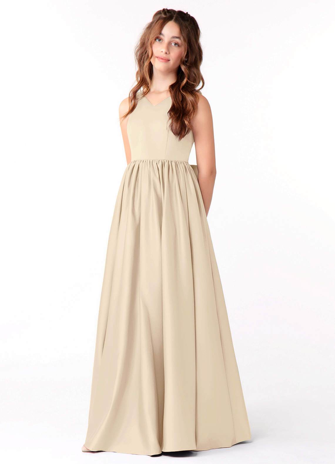 satin champagne junior bridesmaid dress Neutral Champagne Bridesmaid Dress Matte Satin Size Large