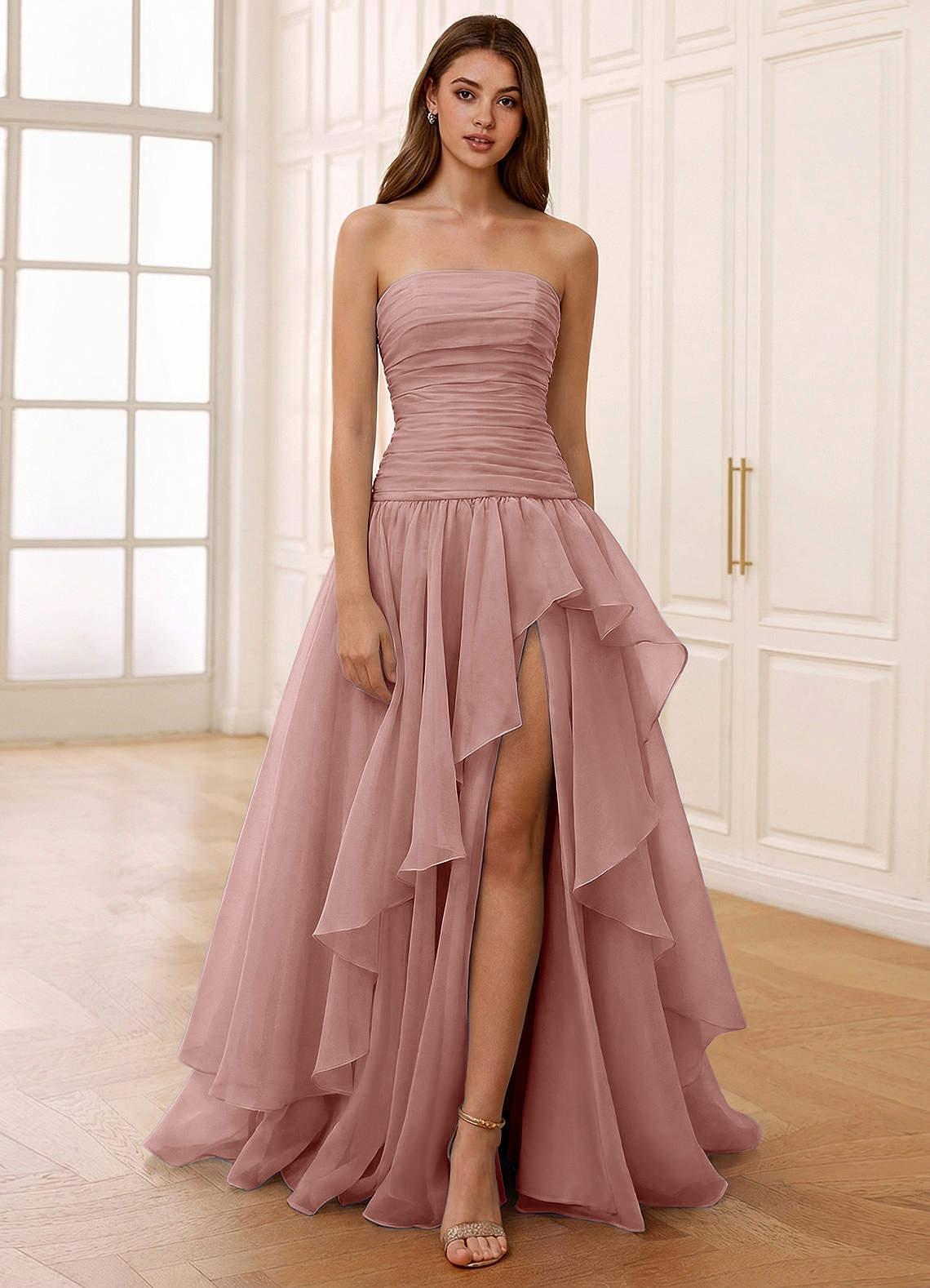 dusty pink formal dress Off Shoulder Long by LaDivine OC008 The Dress Outlet A timeless classic Azazie Dusty Pink A-Line Floor-Length