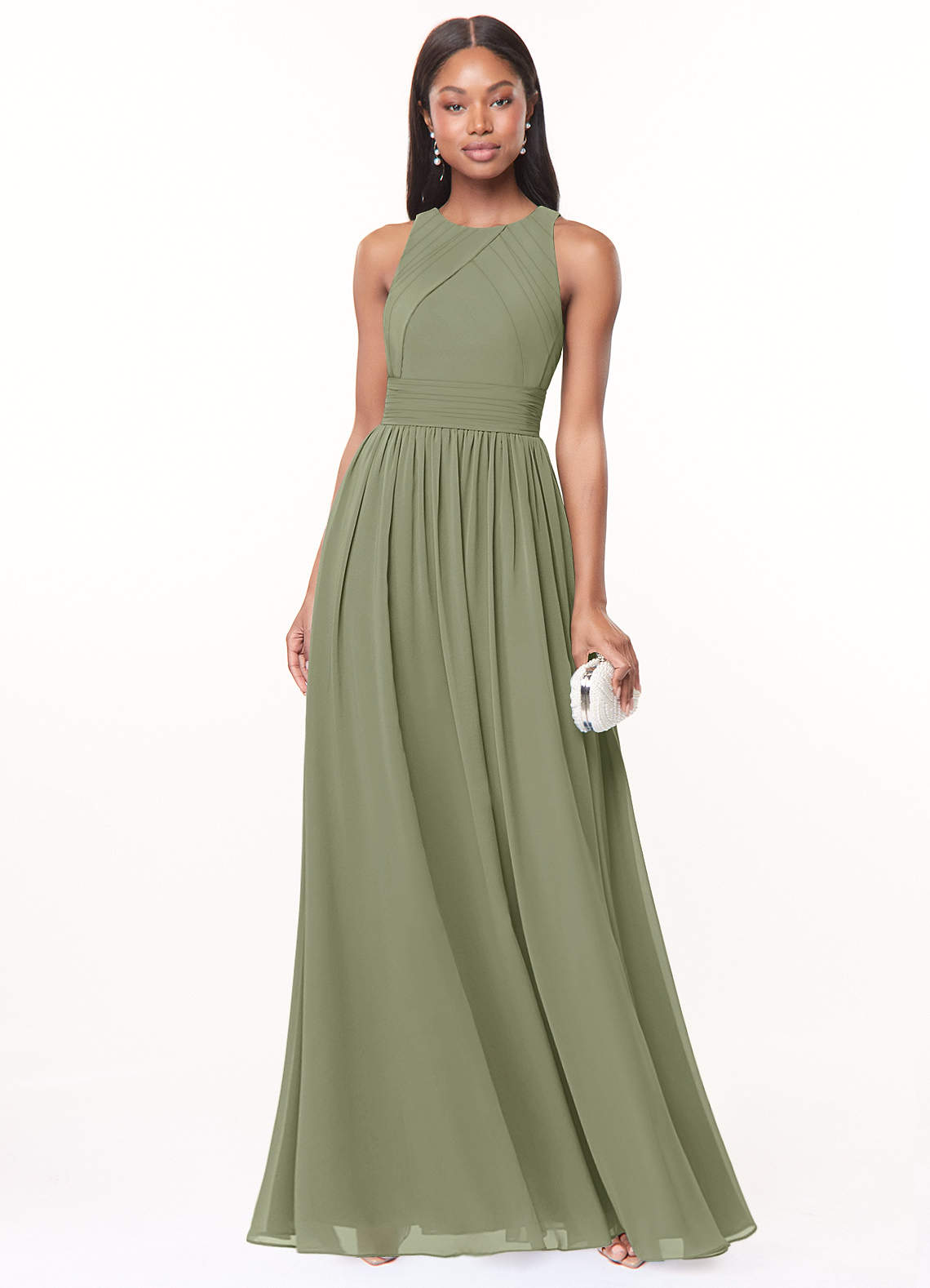 Azazie Harper At-home Try On Dresses Wisteria A-Line Pleated Chiffon Dress image1