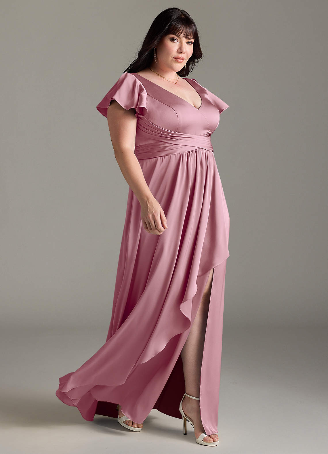 Azazie Omari Vintage Mauve Stretch Satin Bridesmaid Dresses