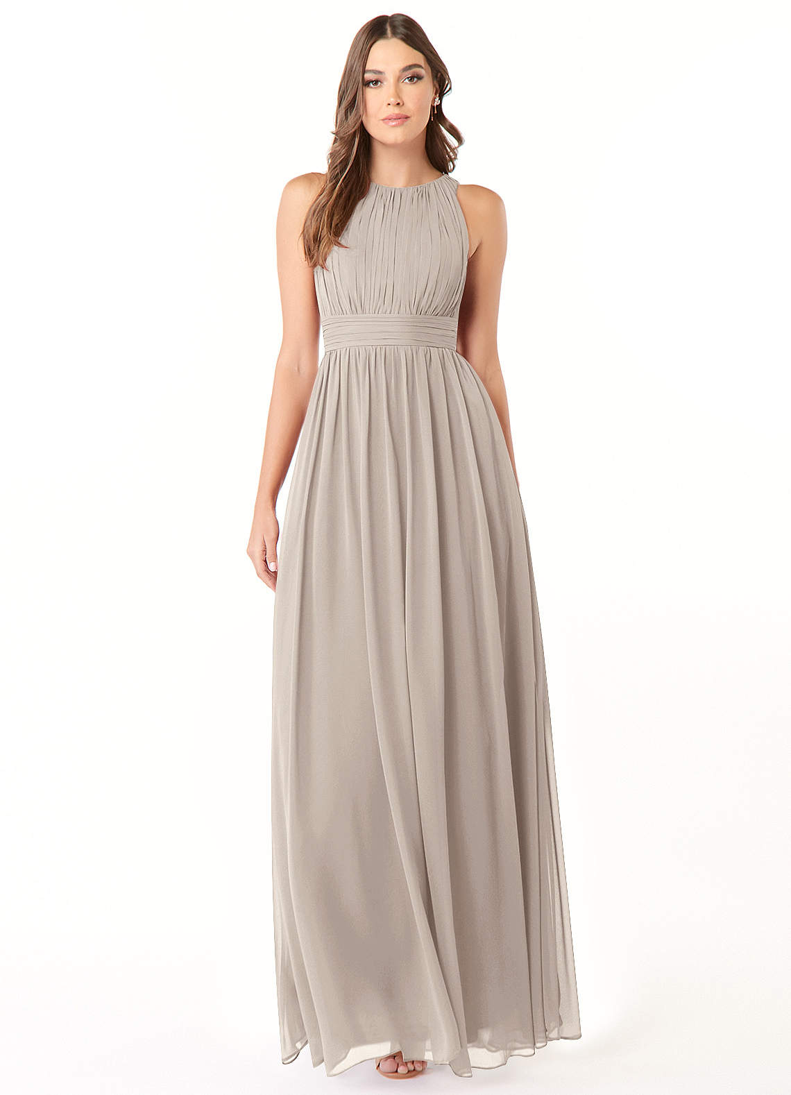 Azazie Luz Bridesmaid Dresses Frost A-Line Lace Chiffon Dress image1
