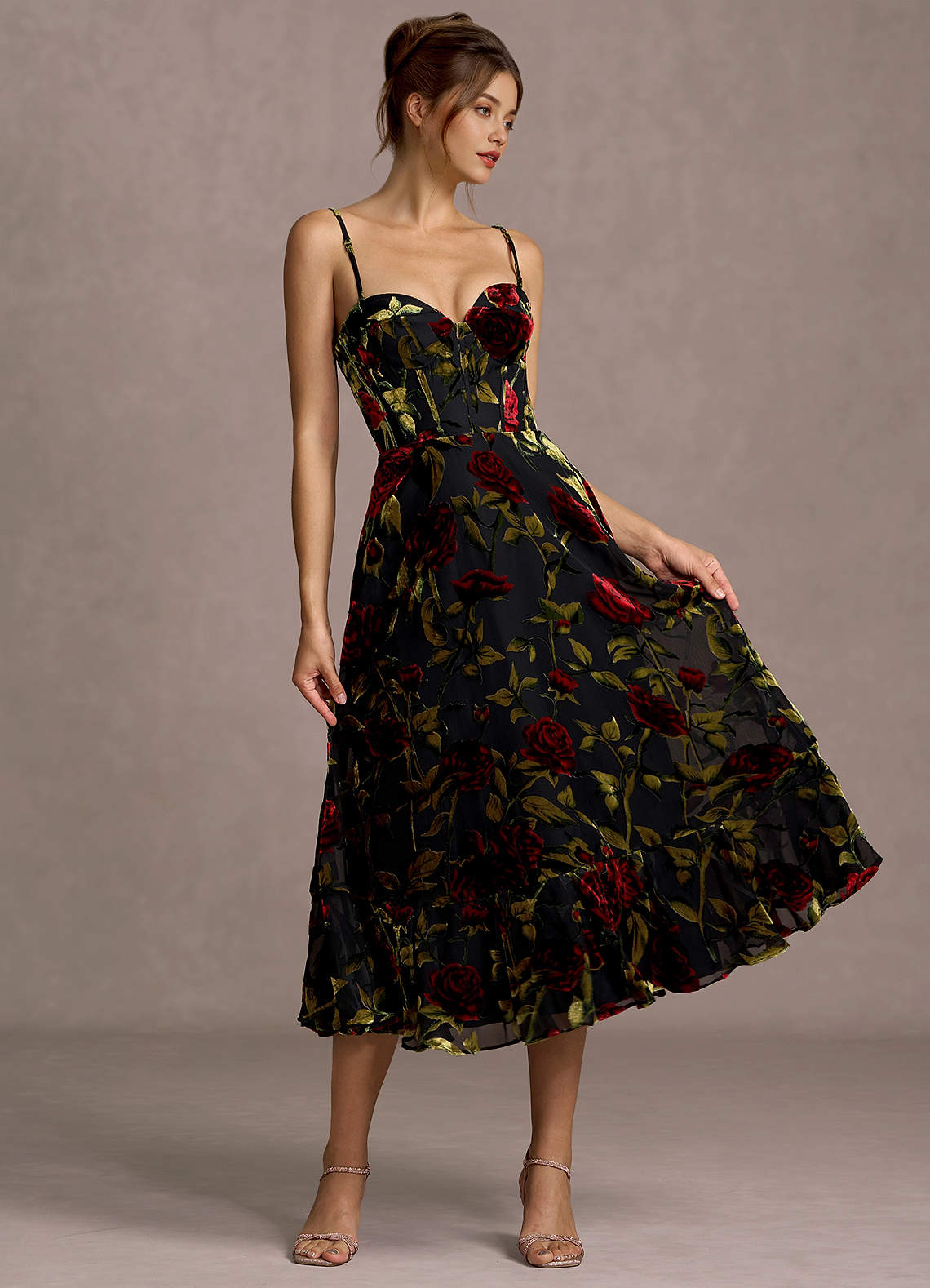 Zerina Sort Multi Midikjole image3