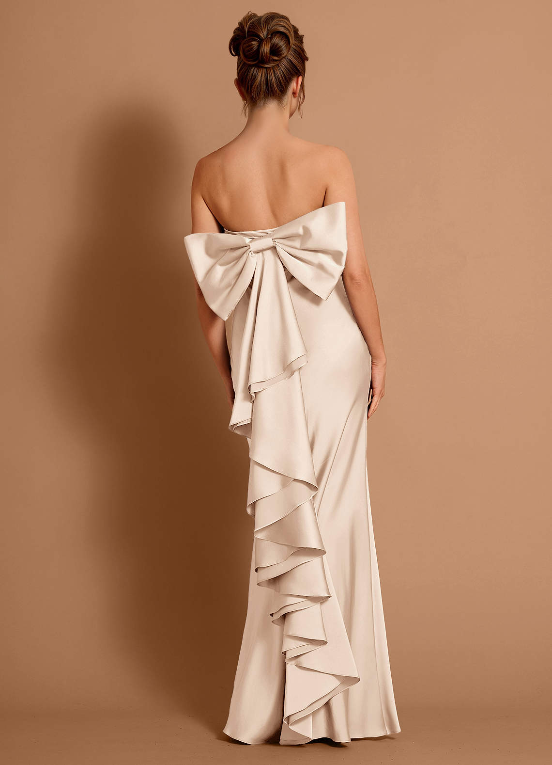 Azazie Cream Bows Strapless Mermaid Evening Dress / Gown