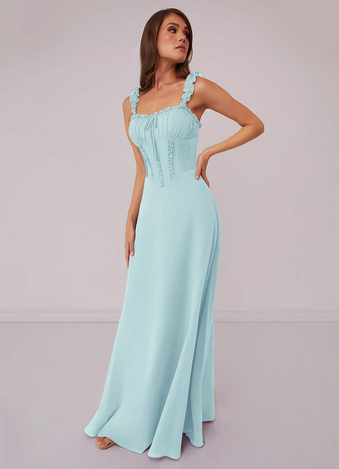 Barbie ♥ Azazie Bridesmaid Dresses Sea Glass A-Line Sweetheart Neckline Chiffon Dress image1