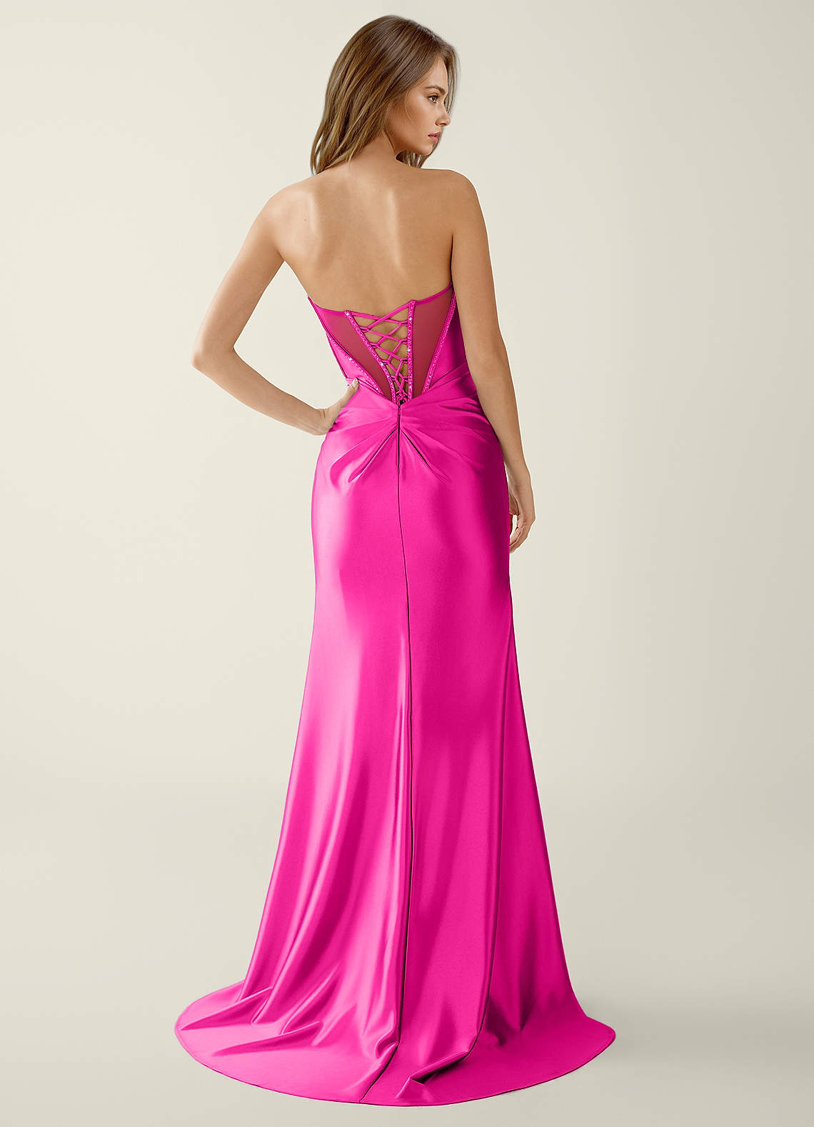 chinese dress ladies Vienna 8059 Size 10 Fuchsia Pageant Gown Mermaid Prom Dress Crystal Em –  Glass Slipper Formals main image 1