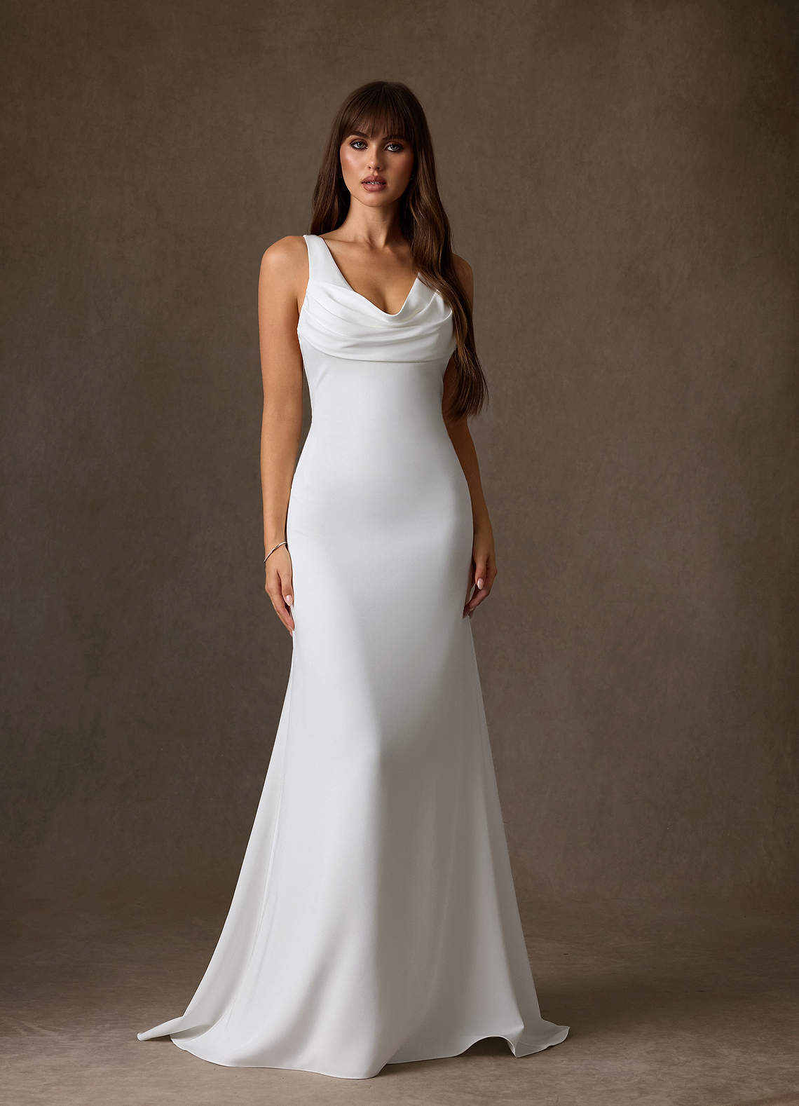 Azazie Laniece Vestidos de novia Vestido de Diamante Blanco de Satén con cara trasera de crepé de Corte Recto image2