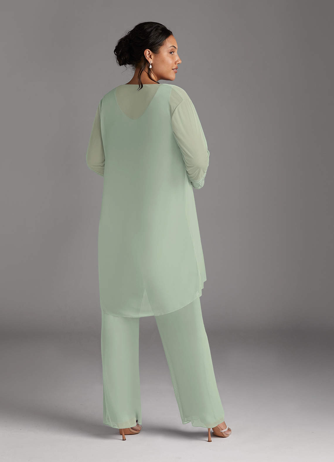 Azazie Frances Mother of the Bride Dresses Dusty Sage Jumpsuit/Pantsuit Scoop Mesh Dress image11