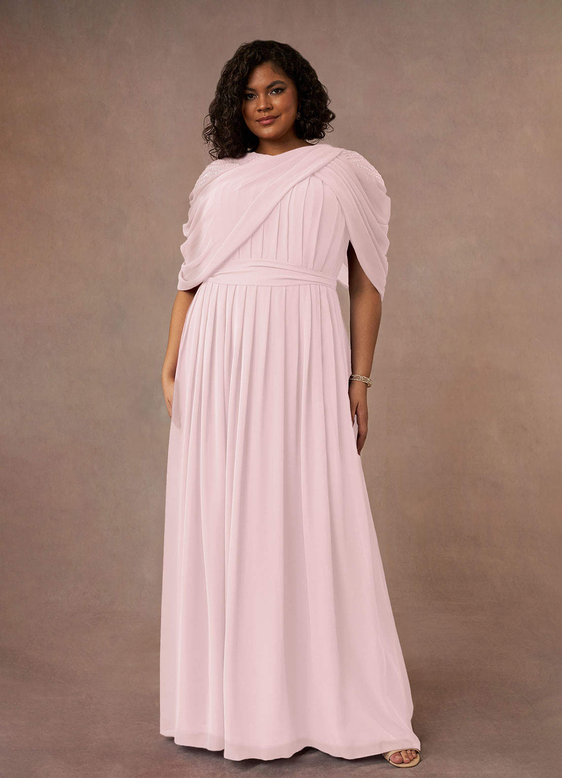 Azazie Olena Mother of the Bride Dresses Blushing Pink A-Line Sequins Chiffon Dress image1