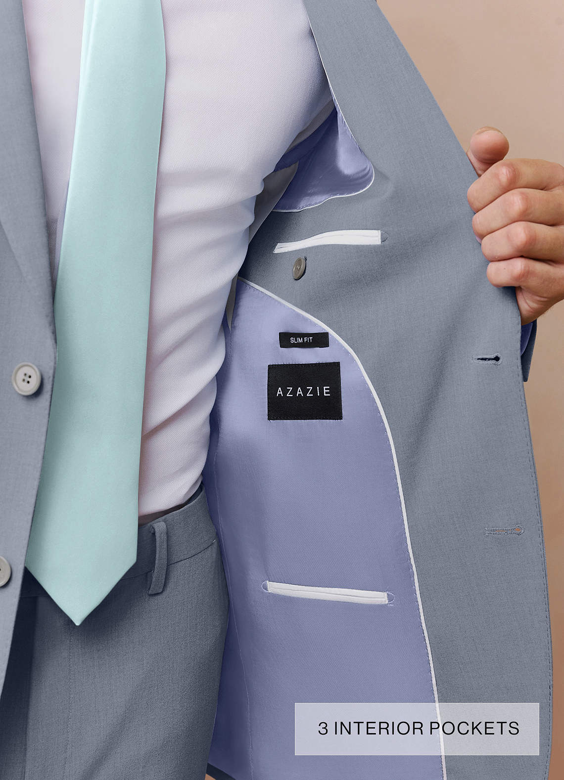 front Savile Light Blue Wool Blend Suit