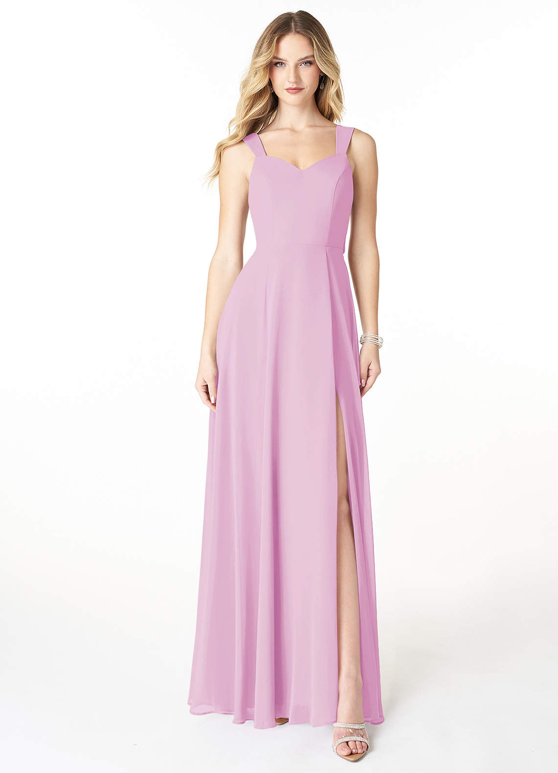Azazie Julie Bridesmaid Dresses Candy Pink A-Line Sweetheart Neckline Chiffon Dress image1