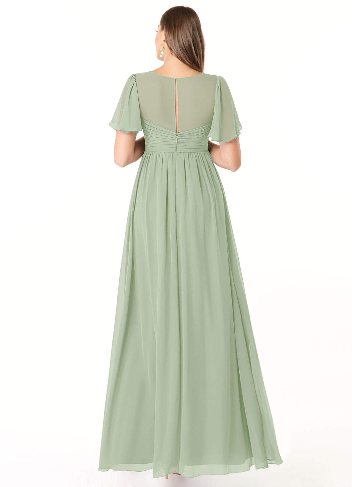 Azazie Verna Vestidos de dama de honra para maternidade Vestir Linha A Ruched Comprimento do chão Chiffon image1