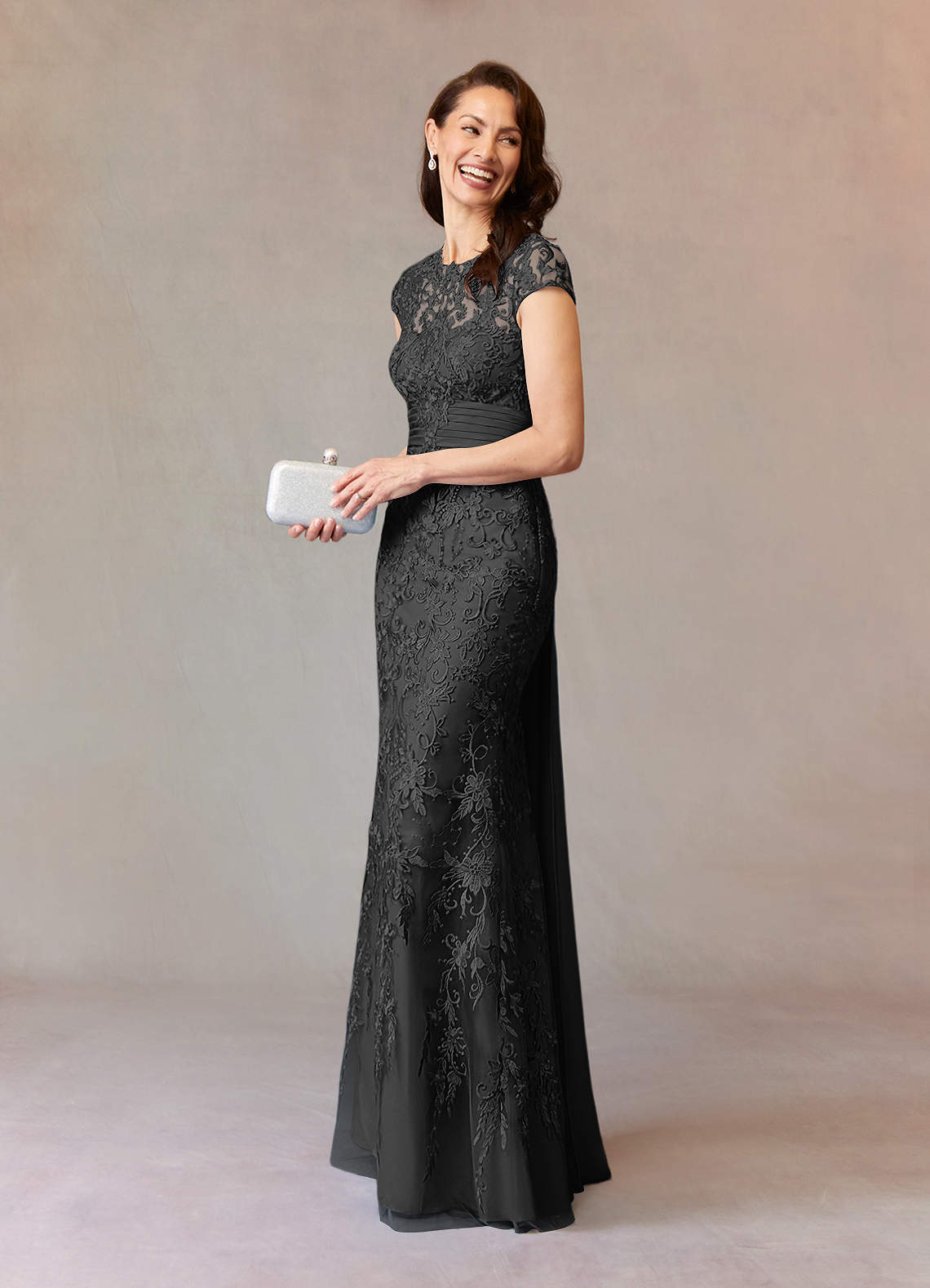 Black Azazie Jamila Mermaid Lace Floor-Length Dress | Azazie