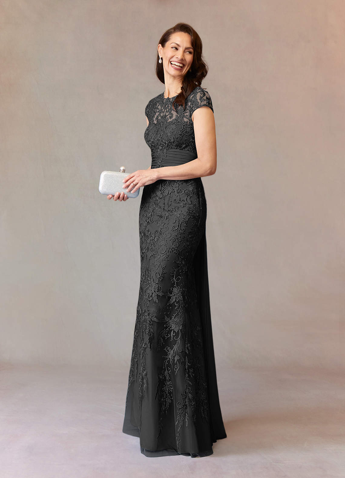 Azazie Jamila Mother of the Bride Dresses Black Mermaid Lace Dress image1