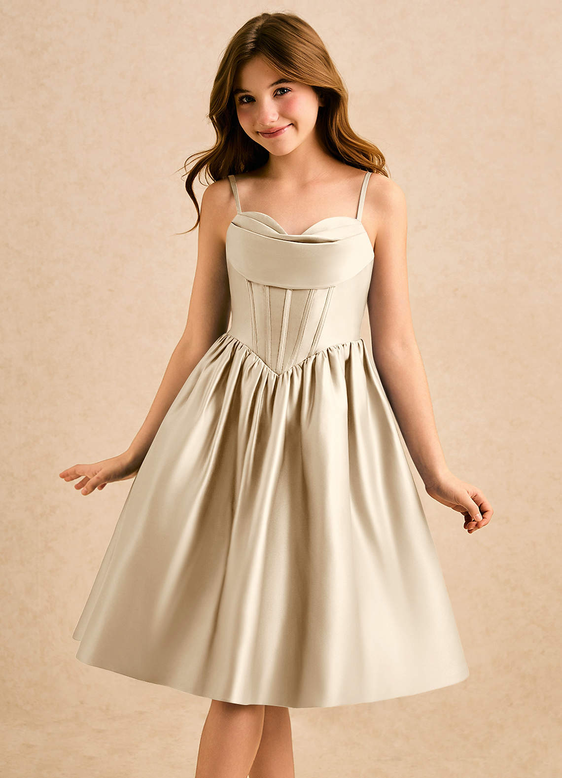 Azazie Shona Girls Formal Finale sale A-Lijn Jurk van Mat Satijn Sweetheart Halslijn Champagne image2